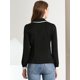thumbnail image 3 of Camisa Abotonada Allegra K Oficina Manga Larga Cuello Contraste Mujer Negro L, 3 of 5