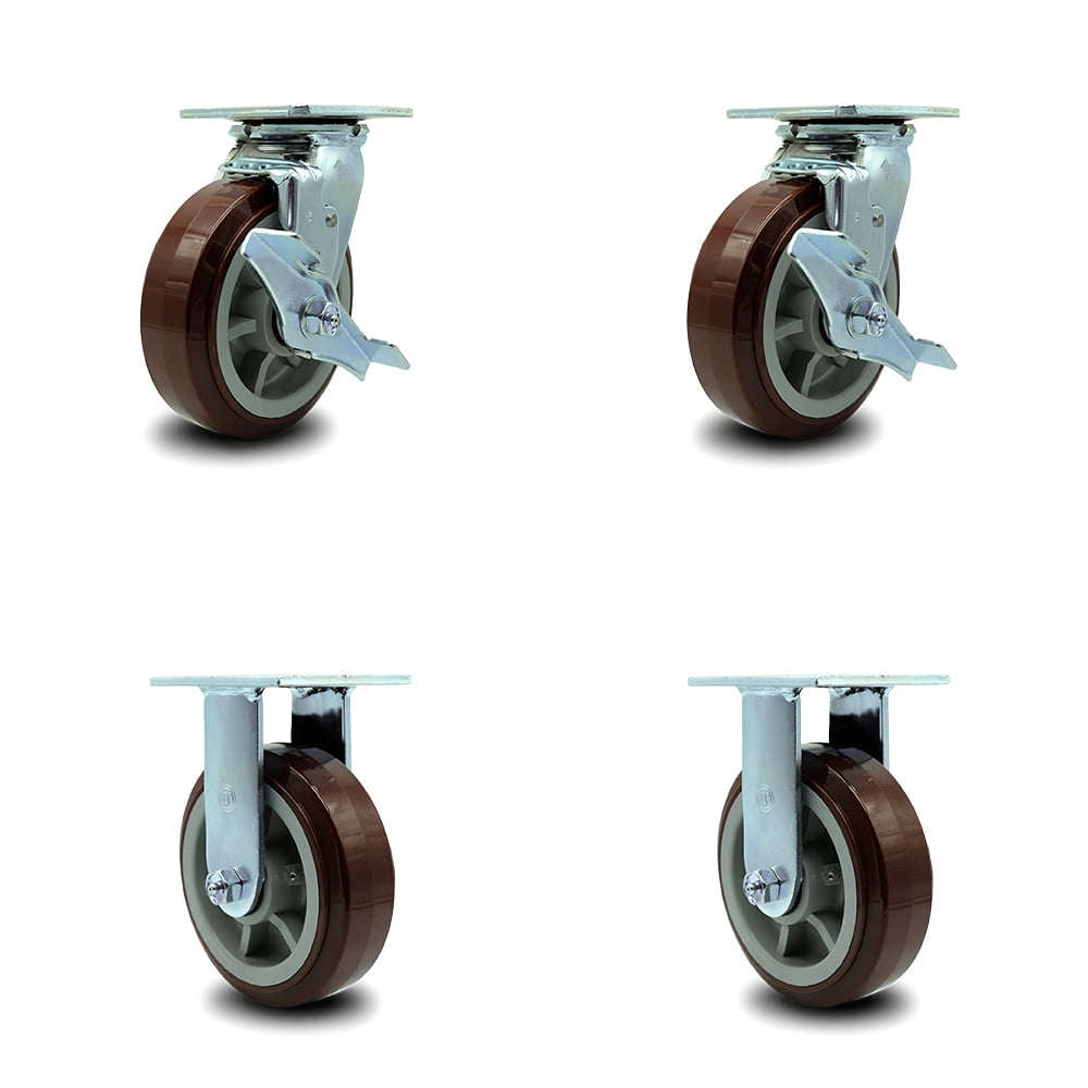 SCC Low Profile Polyurethane Swivel Bolt Hole Caster w/35mm x 27mm Wheel 