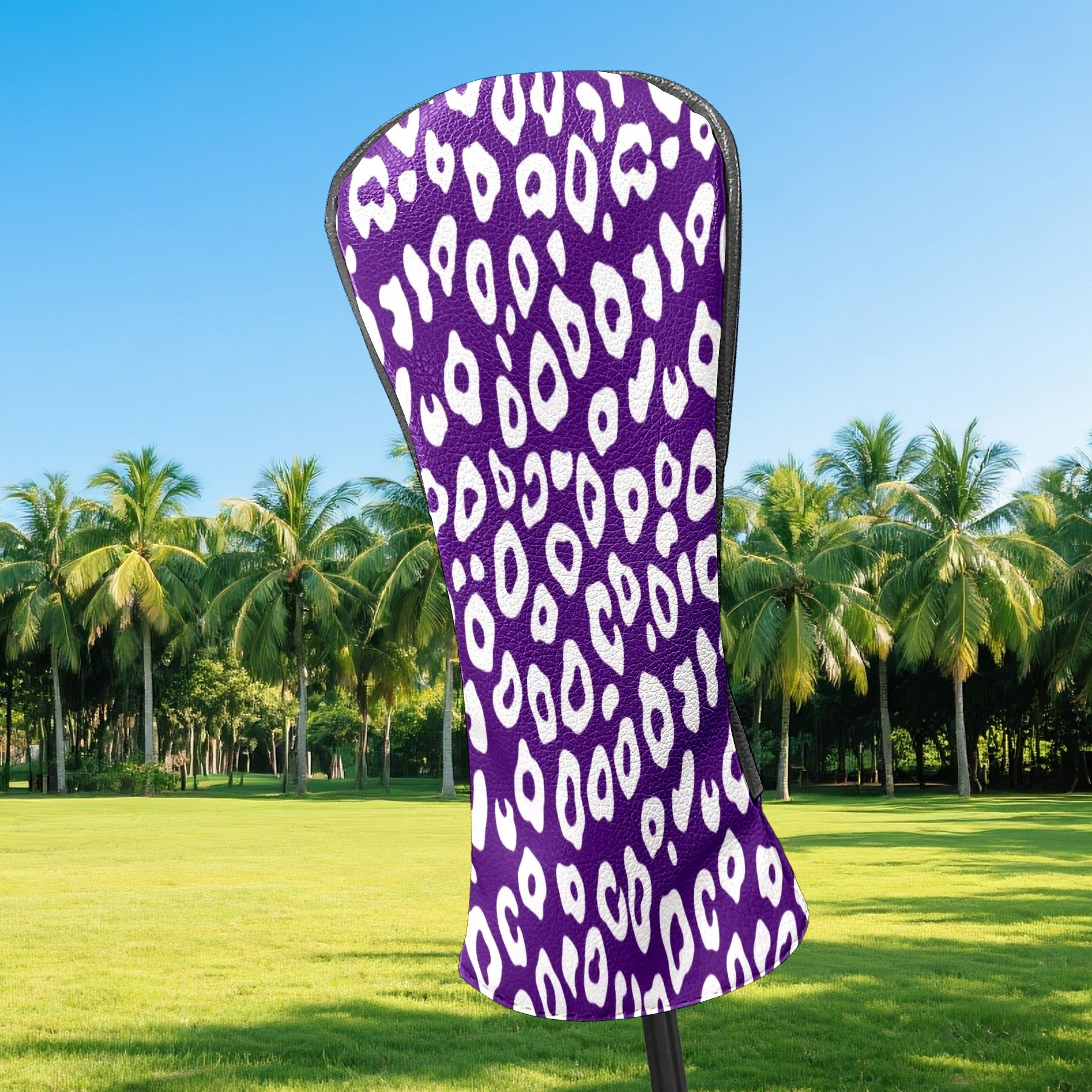 Golf Club Head Cover Waterproof Leather Golf Accessories HeadCovers Set Driver Headcover for Women Men Purple Stripe