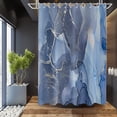 thumbnail image 3 of Blue Marble Shower Curtain, Blue Mixed Gold Crack Marble Texture Modern Luxury Bathroom Curtain for Bathtub Decor Waterproof Fabric Machine Washable with 12 Hooks, 3 of 6