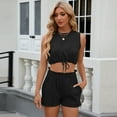 thumbnail image 5 of XBASW Women Summer Shorts Outfits Crewneck Sleeveless T-Shirt Tops + Drawstring with Pocket Shorts Casual Set S-XXL, 5 of 12