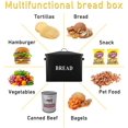 thumbnail image 4 of Extra Large Bread Box with Lid, Metal Bread Storage Container for Farmhouse Kitchen Counterto, 13.1” X 11.81” X 7.2” Inches for Holding 2+ Loaves, Indoor & Outdoor Use, Black, 4 of 7