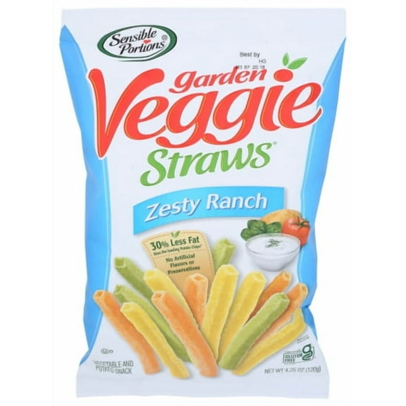 Pack of 12 Sensible Portions Straw Veggie Zesty Ranch 4.25 oz