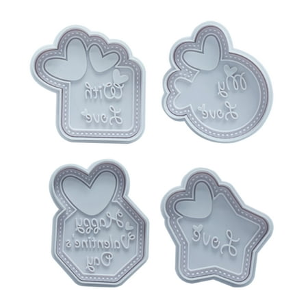 

Sardfxul 4 Pack Valentine s Day Biscuit Cutters Cookie Stamps Embossing Moulds Press Tool