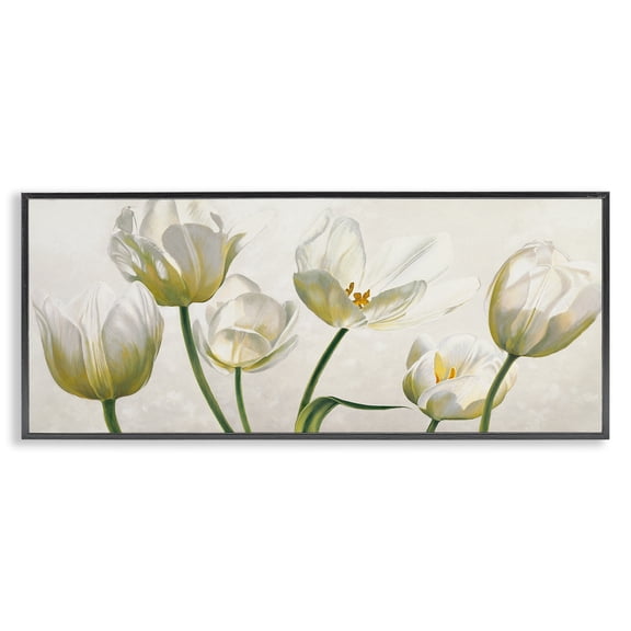 Stupell Industries Shabby Chic Soft White Blooming Tulips Black Framed Giclee Art, 24 x 10, by Eva Barberini