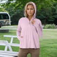 thumbnail image 4 of Alun Womens Upf 50+ Full Zipper Fishing Hoodie Shirt with Facial Occlusion and Thumb Holes Design Lightweight Pure Slim Fit Long Sleeve Hooded Tops with Pockets 1—Pink XL, 4 of 8