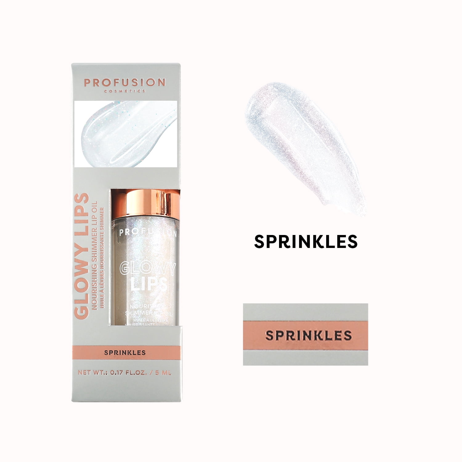 Profusion Cosmetics Nourishing Shimmer Lip Oil Glowy Lips- Sprinkles