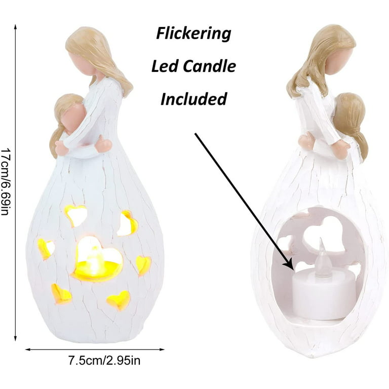 Mom & Daughter Gifts - Candle Holder Statue W/ Flickering LED