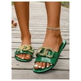 thumbnail image 3 of Sandalias OYOANGLE con estampado de cocodrilo verde para mujer, 3 of 5