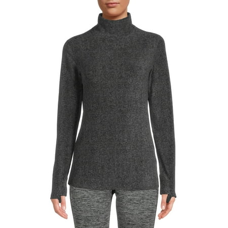 ClimateRight by Cuddl Duds Women's Stretch Fleece Base Layer Turtle Neck Thermal Top with Thumbhole