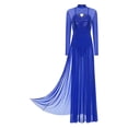thumbnail image 2 of Hansber Lyrical Dance Dress for Women Modern Contemporary Dancewear Sequins Mesh Tulle Maxi Skirt Leotard Navy Blue XL, 2 of 7