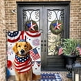 thumbnail image 2 of 1PC, 2D Flat Golden Retriever wearing Stars and Stripes cap, scarf, holding the Independence Day garden flag of the United States, durable polyester anti-fading outdoor courtyard decoration, suitable, 2 of 5