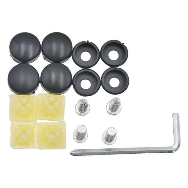 Tornillos de Marco de Placa de Matrícula de Acero Inoxidable Macarena Sujetadores + Conjunto de Tapones de Rosca Negros Assy de marco de placa de matrícula