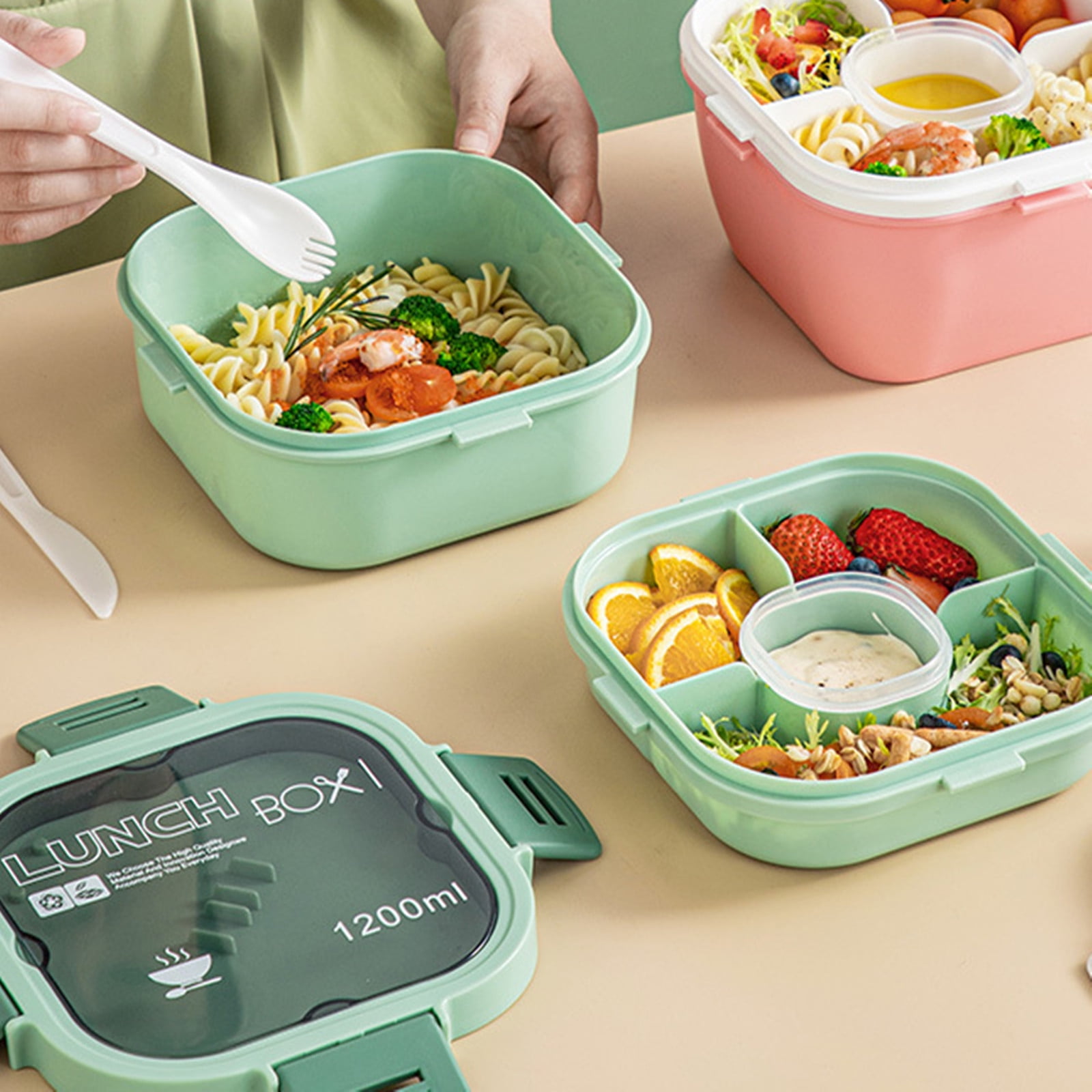 Feltree Home Essential Product Lunch Box Kids,Bento Box Adult Lunch Box, Lunch Containers For Adults/Kids/Toddler,1200ML-5 Compartment Bento Lunch  Box,Built-In Reusable Spoon & BPA-Free 