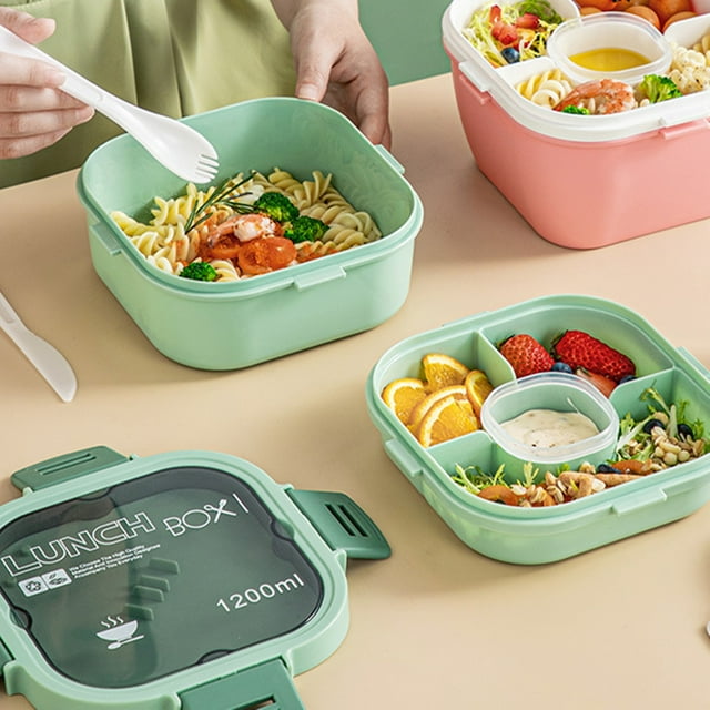 EGNMCR Boîte à Lunch Enfants, Boîte Bento Adulte Boîte à Lunch, Contenants à Lunch pour Adultes/enfants/tout-Petits, 1200ml-5 Compartiments Boîte à Lunch Bento, Cuillère Réutilisable Intégrée & Sans BPA, Idées Cadeaux Fête des Mères