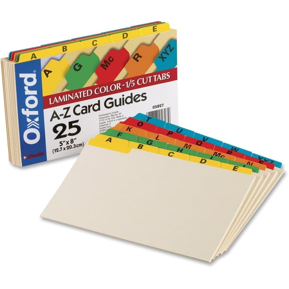 Oxford, OXF05827, A-Z Laminated Tab Card Guides, 25 / Set