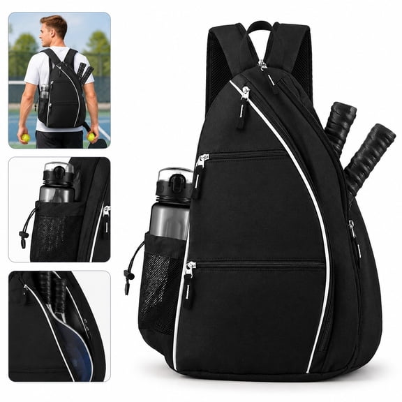 Pickleball Bag Backpack with Fence Hook and Sling Strap, Large Racquet Carry Bag for Tennis Paddles and Court Gear