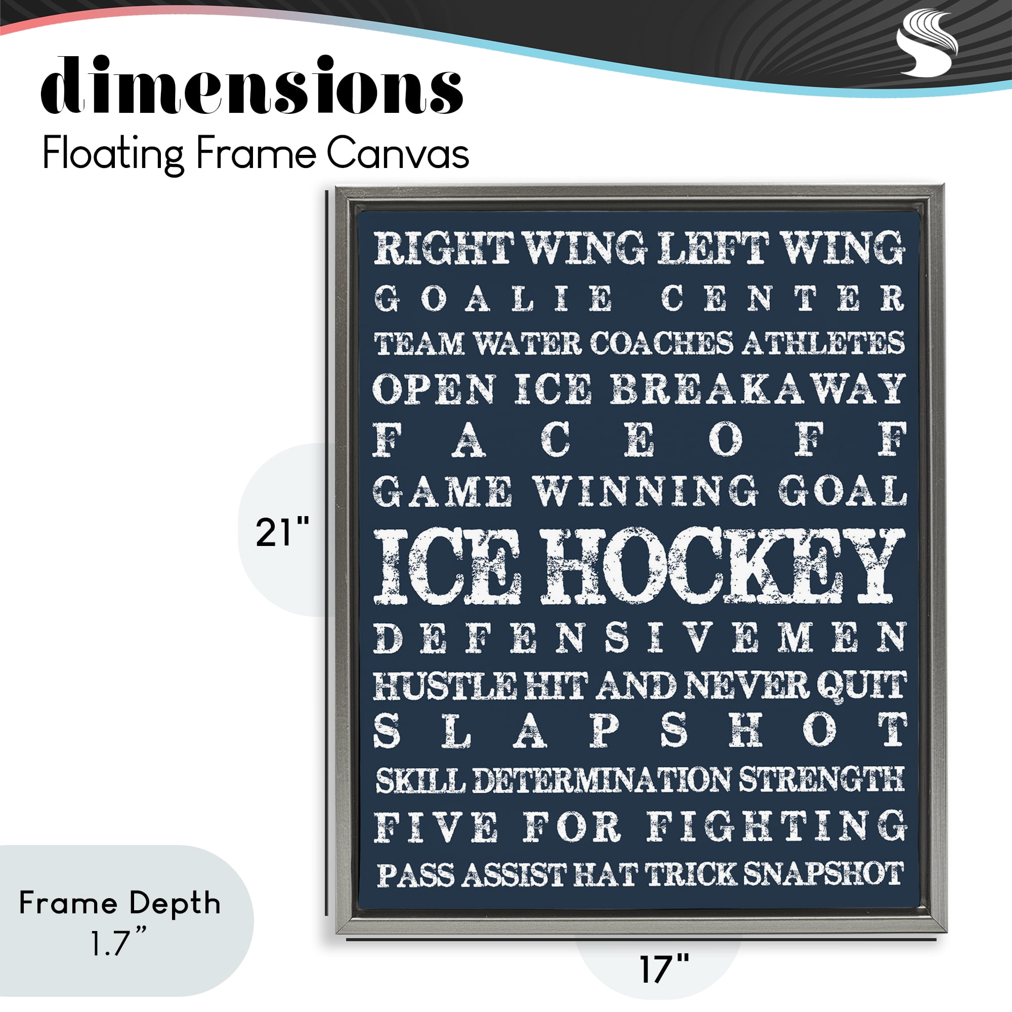 Stupell Industries Ice Hockey Expressions Gray Framed Floater Canvas Wall Art, design by Melody Hogan