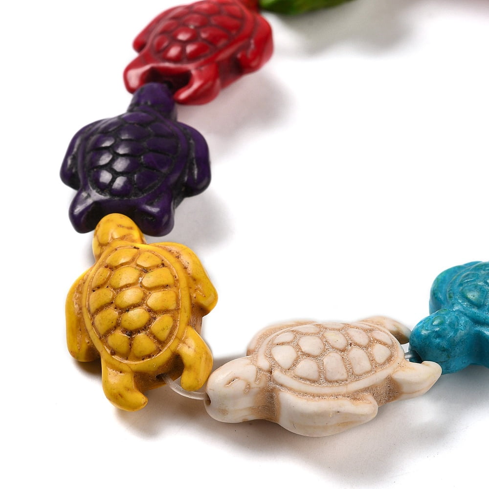 1000g Dyed Synthetic Turquoise Beads Strands Sea Turtle Colorful 29x19.5x11.5mm Hole: 1.8mm 12 strands/1000g