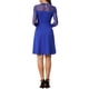 thumbnail image 3 of INSPIRE CHIC Vestido de fiesta con mangas transparentes de malla en forma de corazón para mujer S Azul Real con lunares, 3 of 6