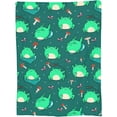 thumbnail image 3 of Cute Frog Mushroom Blanket Loves Kawaii Frogs Gifts for Kids Adults Soft Warm Lightweight Cozy Cartoon Animal Green Throw Blankets for Bed Living Room Sofa Couch Birthday Decor 60x80in, 3 of 6