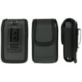 thumbnail image 4 of Case for Kyocera Flip Phone, Nakedcellphone Black Vegan Leather Vertical Pouch [with Belt Loop, Metal Clip, Magnetic Closure] for DuraXV Extreme E4810, DuraXV LTE E4610, DuraXE Epic E4830, DuraXTP, 4 of 10