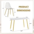 thumbnail image 3 of ExtraLco 5 Piece Dining Table Set for 4, White Faux Marble Table with 4 Clear Chairs and Gold Legs, 3 of 13
