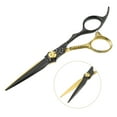 thumbnail image 4 of Unique Bargains Hair Cutting Scissors Stainless Steel Razor Hair Trimming Scissors 6.9" Long Black Gold Tone, 4 of 6