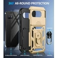 thumbnail image 2 of for Google Pixel 9A Case with Screen Protector & Slide Camera Lens Cover, Built-in 360°Rotate Magnetic Ring Stand Shockproof Protective Phone Case for Google Pixel 9A Case (Gold), 2 of 16
