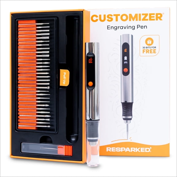 Resparked Customizer Engraving Pen (Formerly Culiau): Ultimate Cordless Portable Tool for Artists & DIYers - Engrave 50 Surfaces - Beginner Friendly - Rechargeable - Free 30 Bits & Mastery Guide