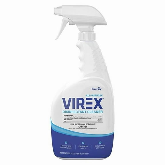 Diversey DVOCBD540533 32 oz Spray Bottle Virex All-Purpose Disinfectant Cleaner, Citrus - 8 Count