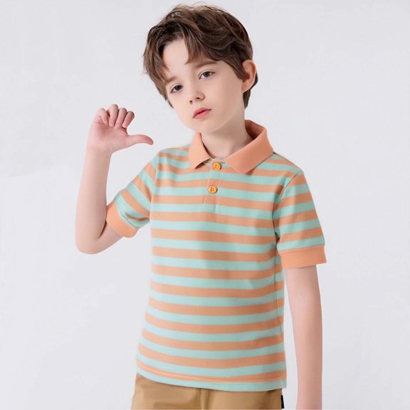 Boys Polo Shirts Casual Soft Toddler Fashion Shirt Loose Breathable Summer Daily Wear Light Green Size 7-8 Years