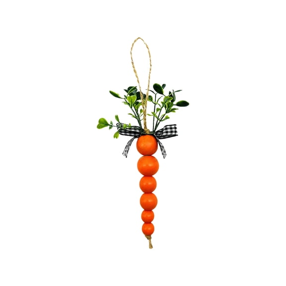 HuiXinOu Easter Decorations, Wooden Bead Carrot Pendant & String Garland for Easter Party, Spring Home Table Centerpiece & Wall Hanging Decor