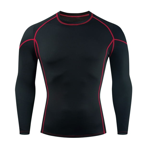 Blusas y camisas de manga larga con cuello redondo para hombre, de color liso, ajustadas, de alta resistencia, con cuello redondo, blusas de licra para hombre