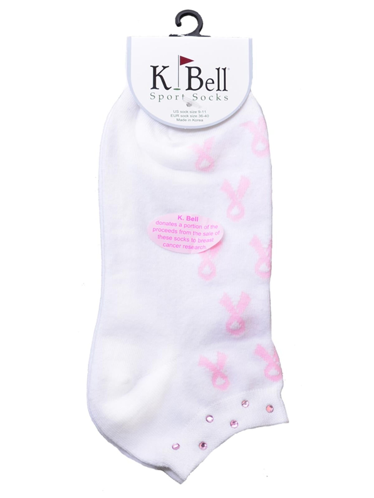 K. Bell Socks K. Bell Womens Rhinestone Pink Ribbon Socks, 16646, 9