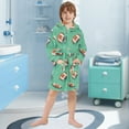 thumbnail image 5 of FORMRS Niños Bathrobe Unisex Hooded Robe Soft Plush Pajamas Sleepwear, Size 10-12T, Green American Footballs, 5 of 7