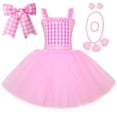 thumbnail image 4 of Vestido de tul de princesa Barbi de la película para niñas, traje de cuadros rosas para niña, disfraz de Barbi para fiesta de cumpleaños de Halloween, vestidos de tul, 4 of 5