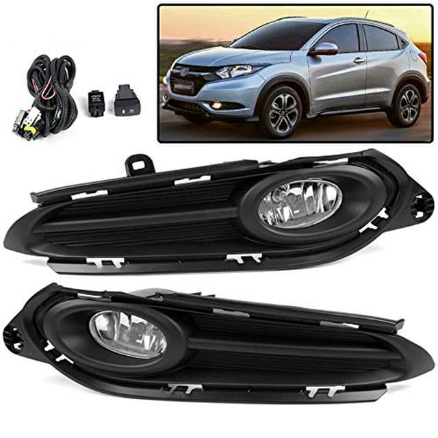 PIT66 Front Bumper Fog Lights, Compatible with 2016-2018 HRV HR-V Clear Lens Fog Lights Bumper Lamps Accessories+Wiring+Switch, neblineros para autos delantero,faros antiniebla