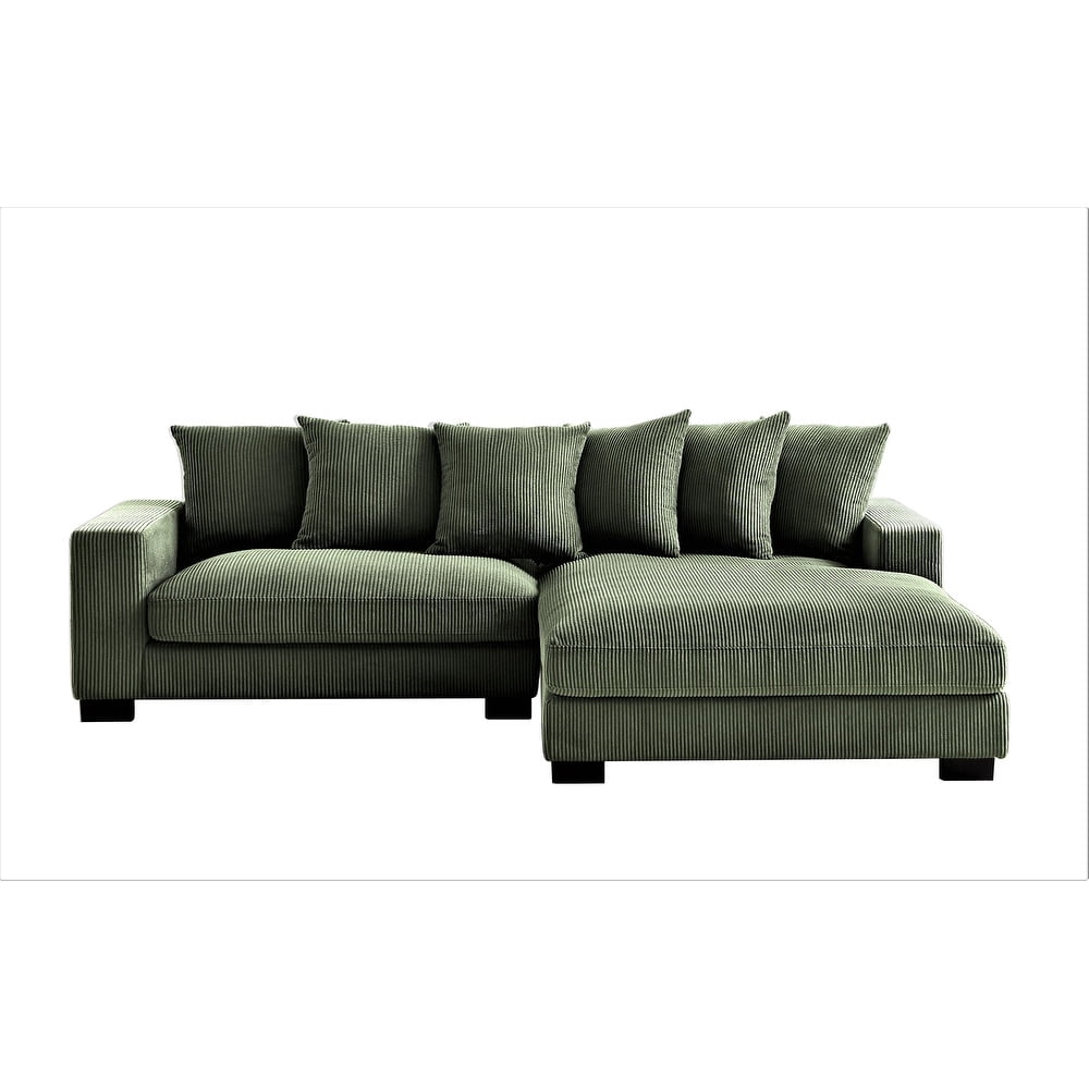 US Pride Furniture Payan 102.4" Wide Corduroy L-Shape Sectional Sofa, Dark Green