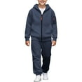 thumbnail image 2 of Mifsaly Boys Girls Sweatsuit 2 Piece Teen Casual Tracksuit Set Kids Full Zip Hooded Jacket Teen Hoodie Tween Baggy Straight Leg Athletic Joggers with Pockets Running Unisex Preppy Matching Outfits, 2 of 9