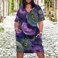 thumbnail image 2 of Purple Iridescent Flowers Seamless Pattern Women's Summer Short Sleeve Casual Dresses Party Dress, 2 of 5