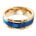 thumbnail image 5 of Men's Wedding Band Rings - Rose Gold Plated Brushed Blue - Wedding Rings for Men and Women, 5 of 6