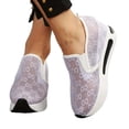 thumbnail image 2 of IEMIEMIEM Womens Floral Embroidery Sneakers 2026 Breathable Sheer Mesh Non Slip Slip On Loafers with Arch Support Platform Wedge Walking Work Shoes 10.5 Wide Purple, 2 of 5