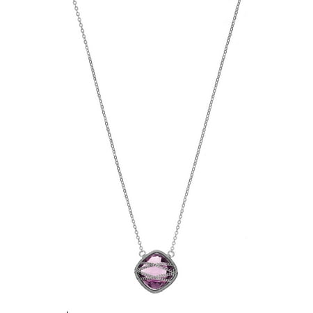 5th & Main Sterling Silver Hand-Wrapped Squared Amethyst Stone Necklace