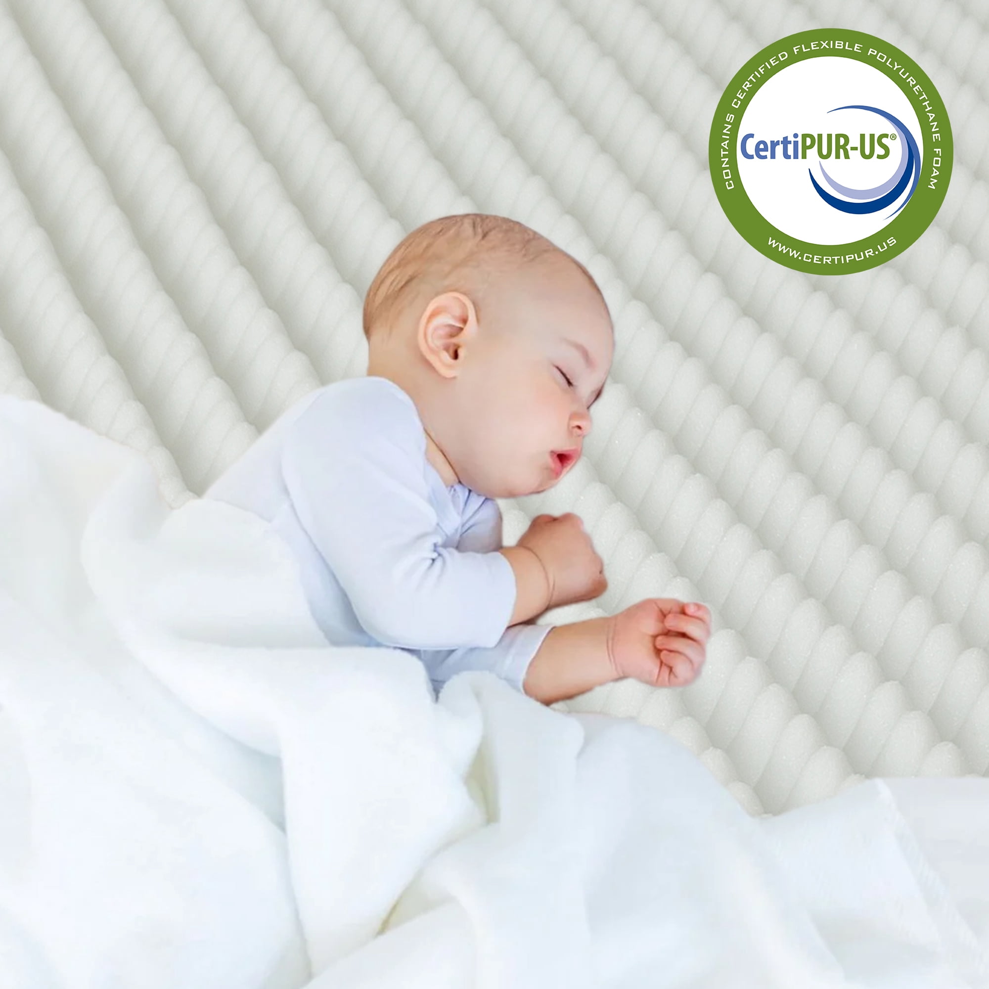 Continental Sleep, 3" Convoluted Egg Shell Foam Mattress Topper, King, White