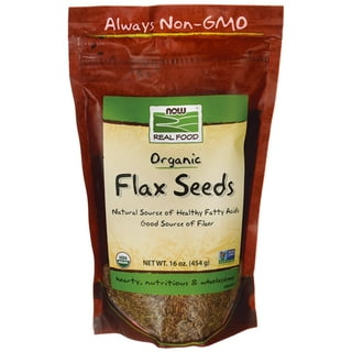 NOW Foods, Organic Flax Seeds, Source of Essential Fatty Acids and Fiber,  Certified Non-GMO, Kosher, 2-Pound (Packaging May Vary)