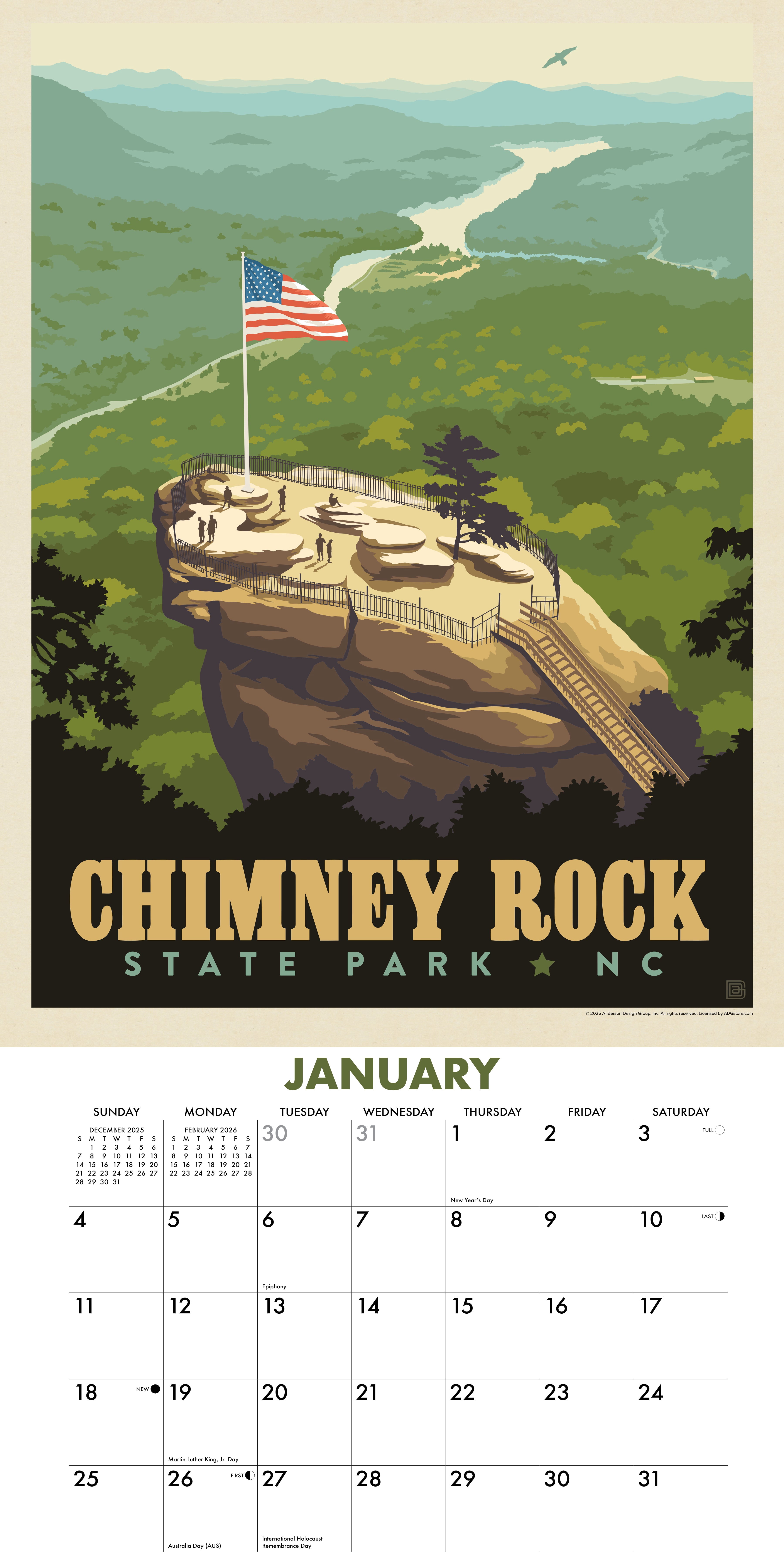National Landmarks (Adg) 2026 Wall Calendar, (Paperback)