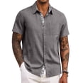 thumbnail image 1 of Camisa COOFANDY A gris oscuro de manga corta para playa, 1 of 6