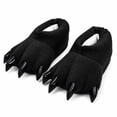 thumbnail image 3 of Children Cute Animal Paw Slippers Soft Fuzzy Plush Closed Toe Indoor Slippers Stable Sole Funny Cosplay Footwear For Autumn Winter Daily Bedroom Use Black, 3 of 6