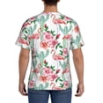 thumbnail image 3 of Bixox Men's Flamingo Flower Printed Short Sleeve Skinny Athletic T-Shirt, 3 of 6